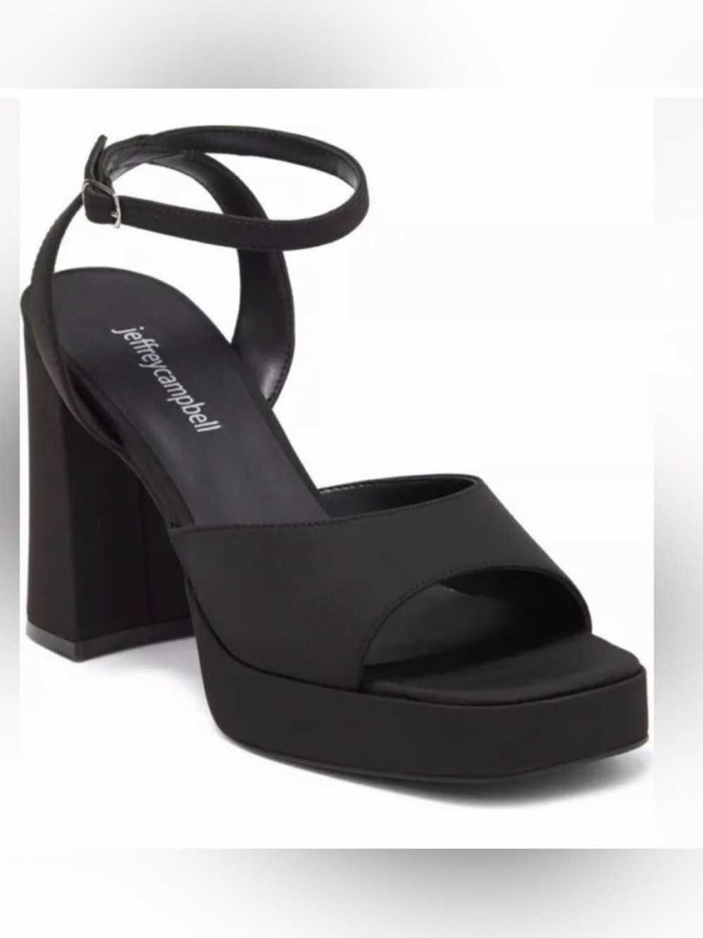 Jeffrey Campbell Black Platform Chunky Ankle Strap Heels
